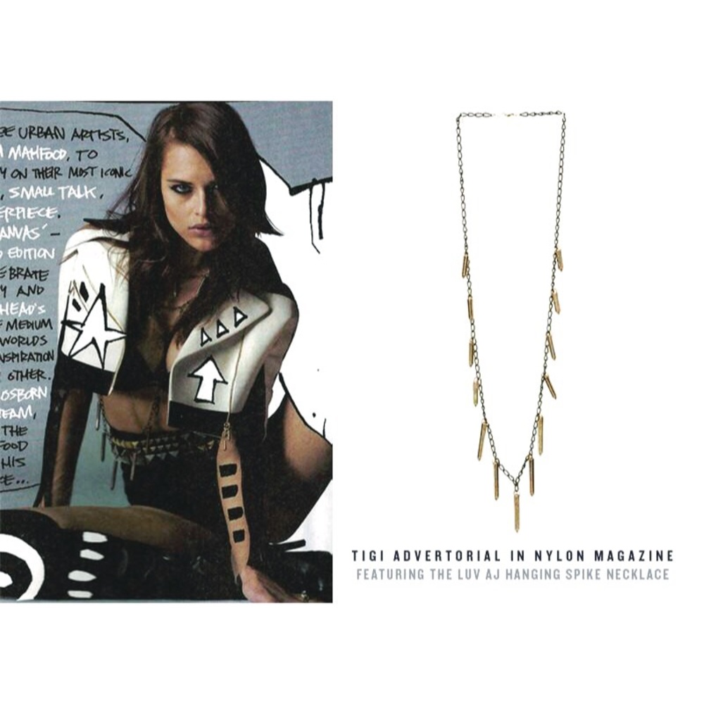 LUV AJ Long Metal Hanging Spike Necklace